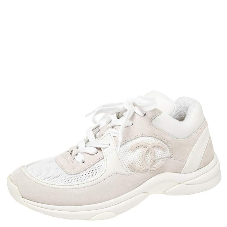 Chanel White Mesh And Leather CC Lace Up Sneakers Size 39 Chanel | The  Luxury Closet