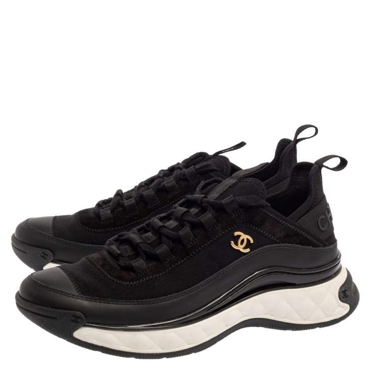Pre Owned Chanel Black Suede, Fabric and Leather Sport Trail Sneakers Size 40