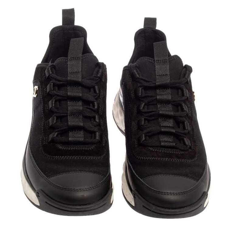 Pre Owned Chanel Black Suede, Fabric and Leather Sport Trail Sneakers Size 40