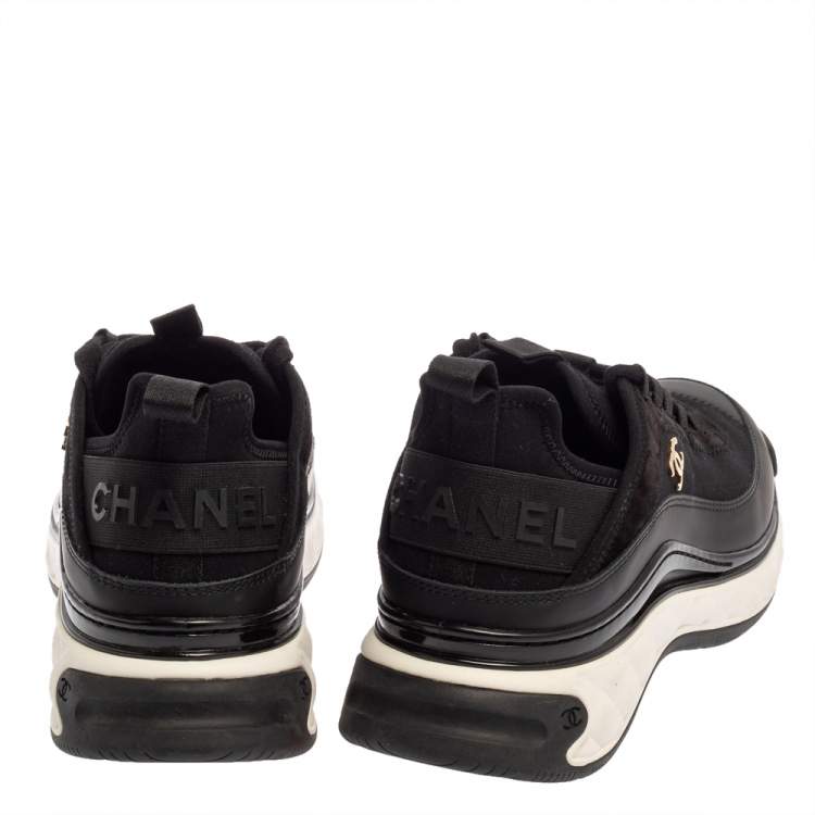 Pre Owned Chanel Black Suede, Fabric and Leather Sport Trail Sneakers Size 40