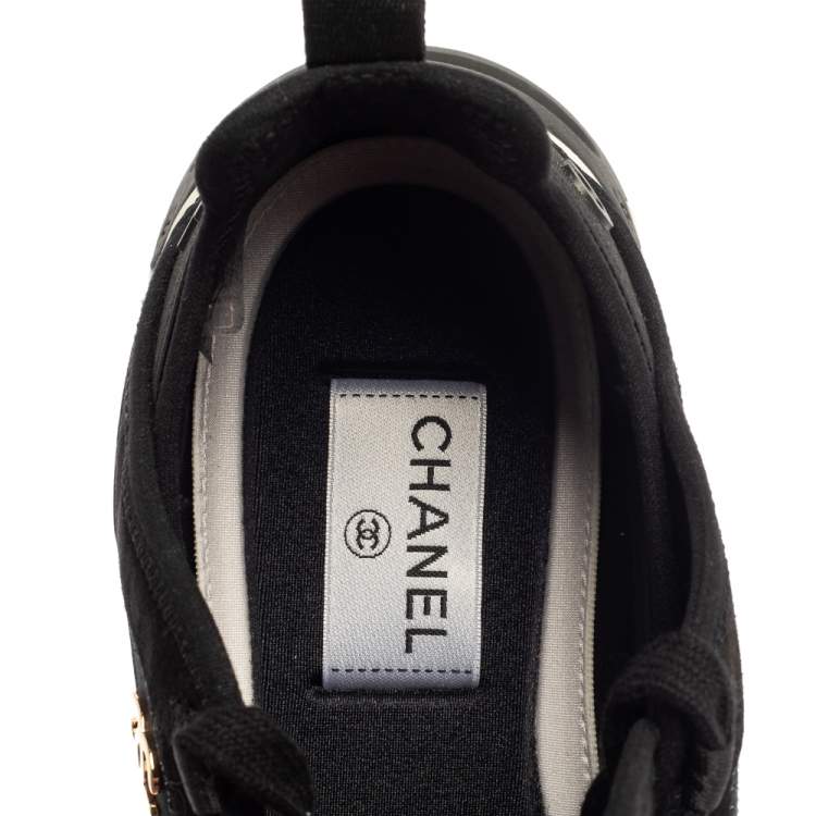 Pre Owned Chanel Black Suede, Fabric and Leather Sport Trail Sneakers Size 40