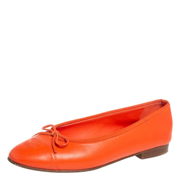 orange chanel flats