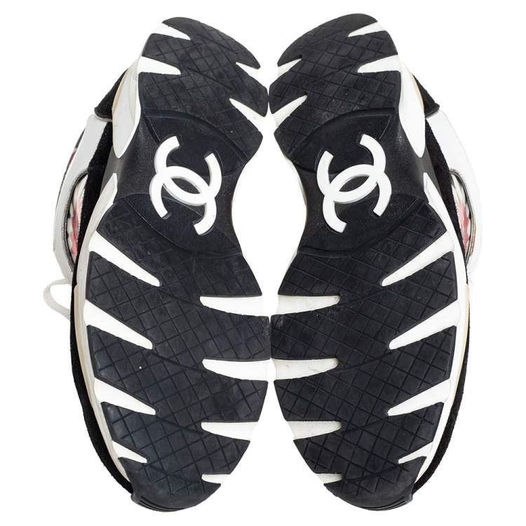 Pre Owned Chanel Multicolor Printed PVC and Suede CC Low Top Sneakers Size 40 