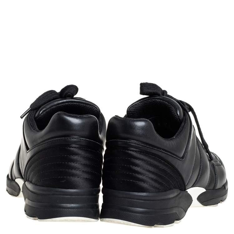 Pre Owned Chanel Leather And Satin Trim CC Low Top Sneakers Size 40