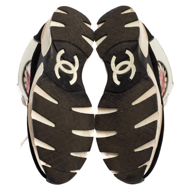 Pre Owned Chanel Multicolor Leather And Suede Graffiti Sneakers Size 40