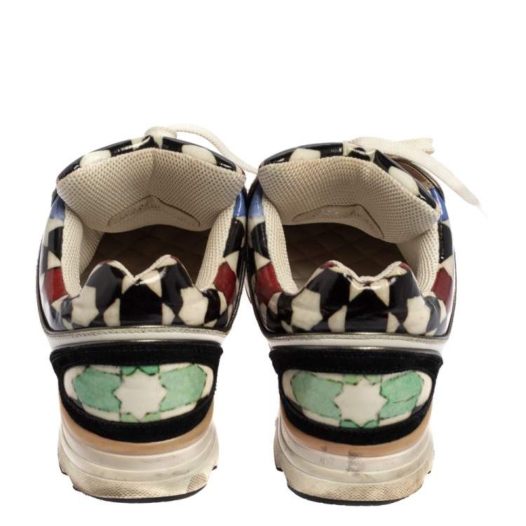 Pre Owned Chanel Multicolor Leather And Suede Graffiti Sneakers Size 40