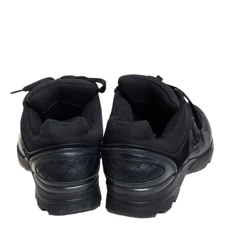 Pre Owned Chanel Black Mesh And Leather CC Low Top Sneakers Size 37.5