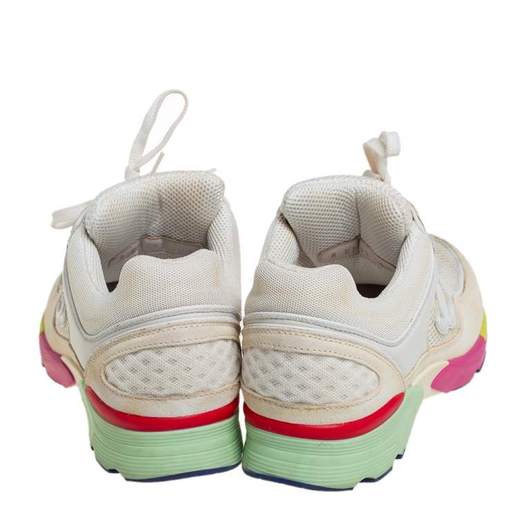 Pre Owned Chanel Multicolor Mesh, Suede, and Leather CC Lace Up Sneakers Size 38.5
