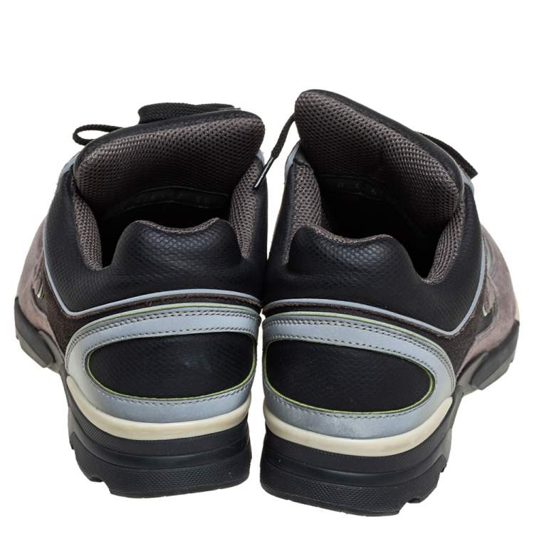 Pre Owned Chanel Grey/Black Suede And Leather CC Low Top Sneakers Size 38