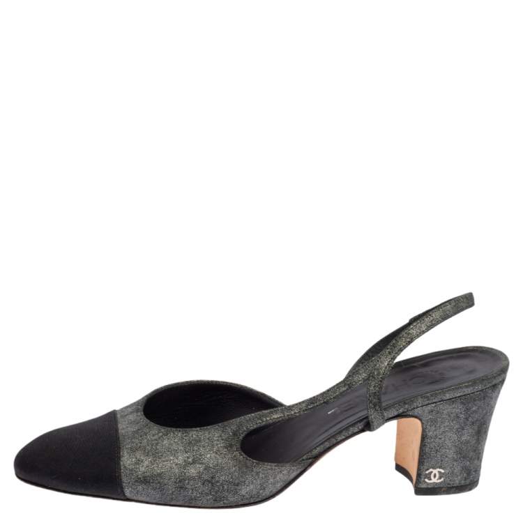 Chanel grey hot sale slingback