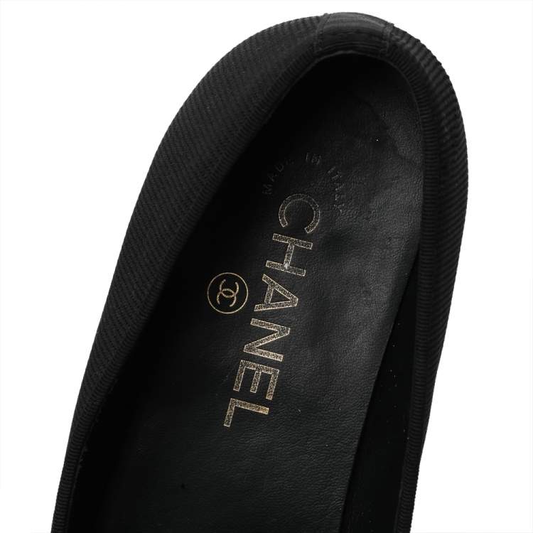 Pre Owned Chanel Black Canvas CC Smoking Slippers Size 37.5