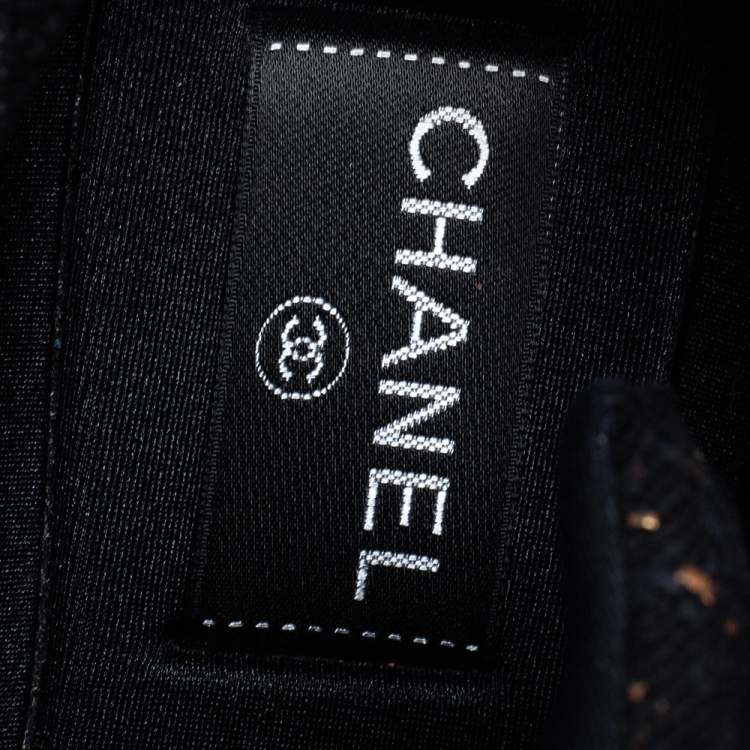 Pre Owned Chanel Black Tweed and Leather Low Top Sneakers Size 38