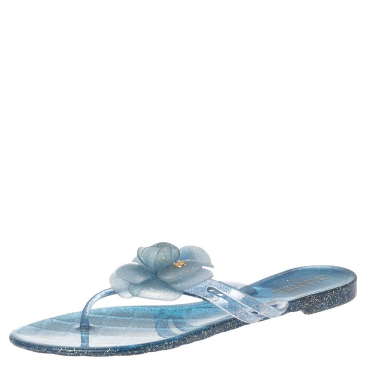 blue chanel jelly sandals