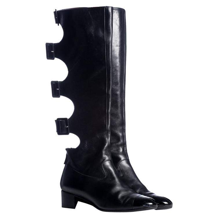 Chanel Black Leather Knee High Boots Size EU  Chanel | TLC