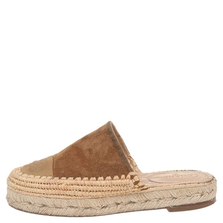 Chanel hot sale raffia mules