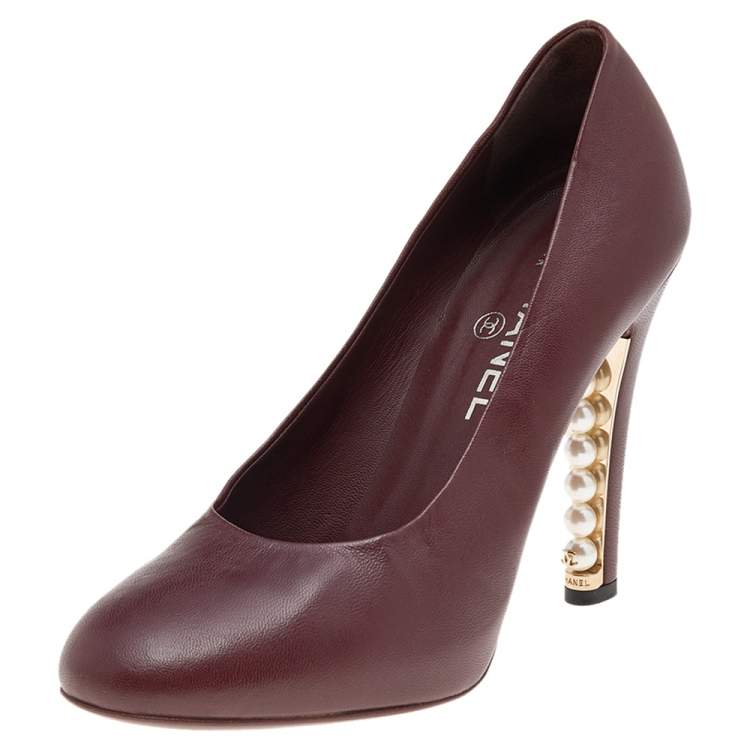 Chanel Brown Leather CC Pearl Embellished Heel Pumps Size 38 Chanel | The  Luxury Closet