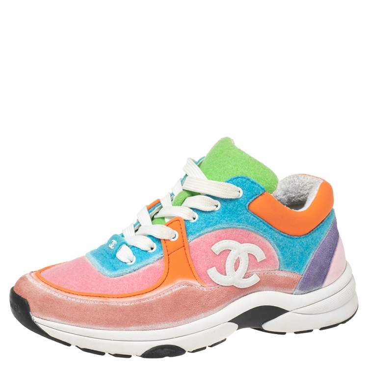 Chanel Multicolor Suede and Felt Fabric CC Low-Top Sneakers Size  Chanel  | TLC