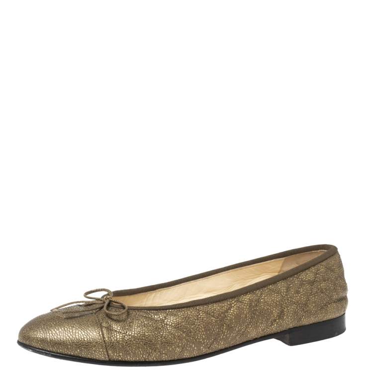 gold chanel ballet flats