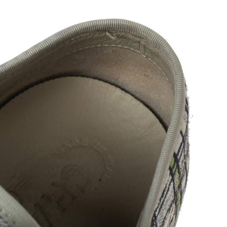 Pre Owned Chanel White Printed Fabric and Gold Lurex Cap Toe Low-Top Sneakers Size 41