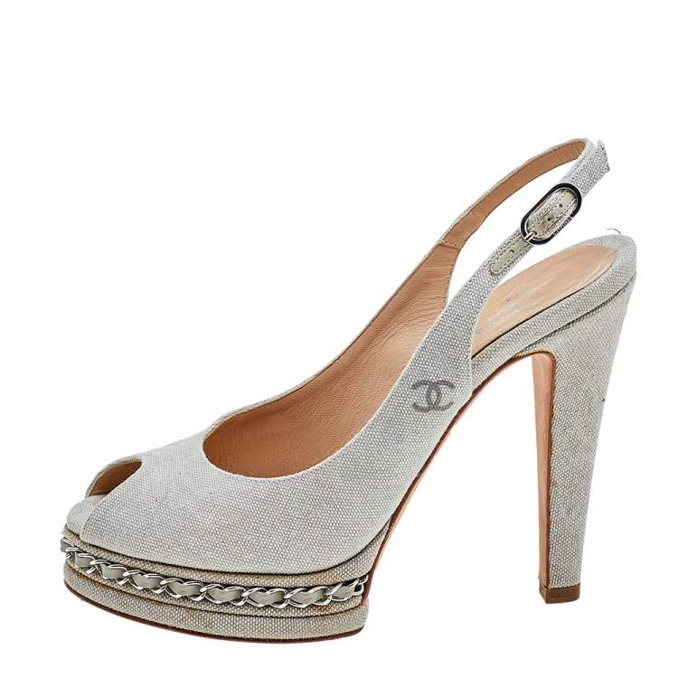 Chanel on sale grey slingback