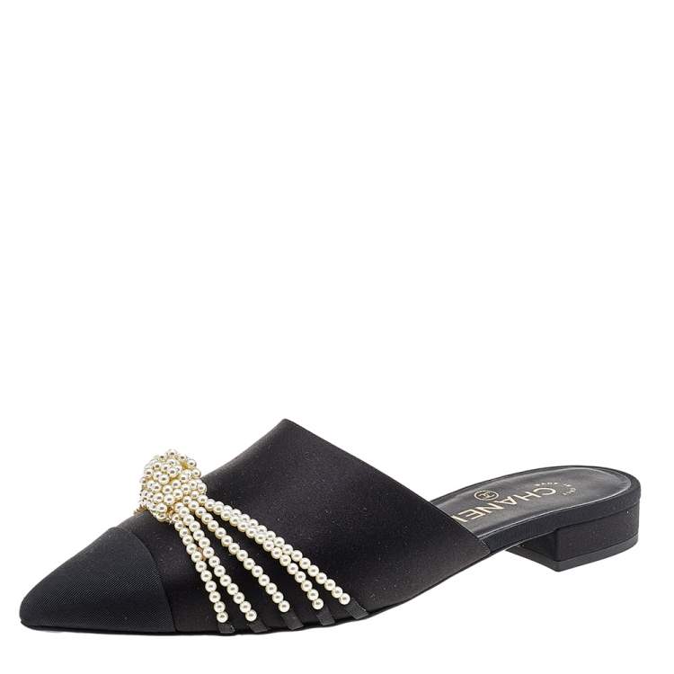 Chanel Pearl Mules in Black 38.5