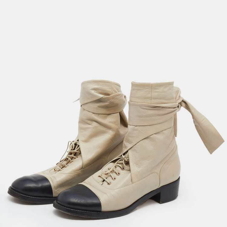 chanel east side lace up boots