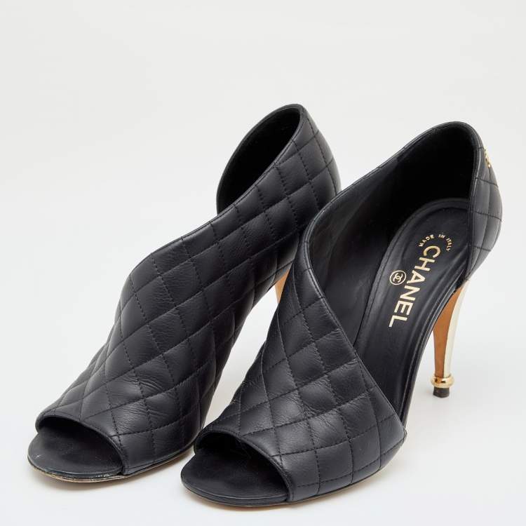 Chanel used shoes 39.5 PUMPS MULES WITH HEELS LOGO CC BLACK