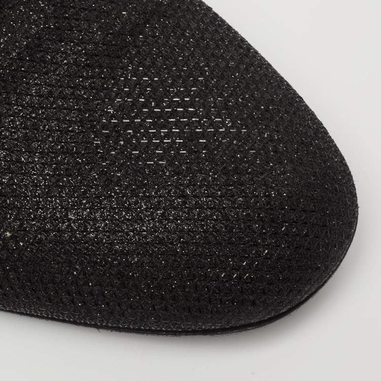 Pre Owned Chanel Black Glitters CC Smoking Slippers Size 38