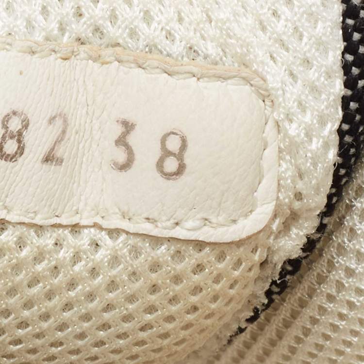 Pre Owned Chanel Black/White Denim, Suede and Leather CC Low-Top Sneakers Size 38