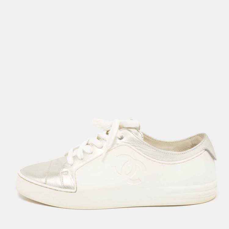 Chanel Cream Mesh Low Top Sneakers Size 37.5 Chanel