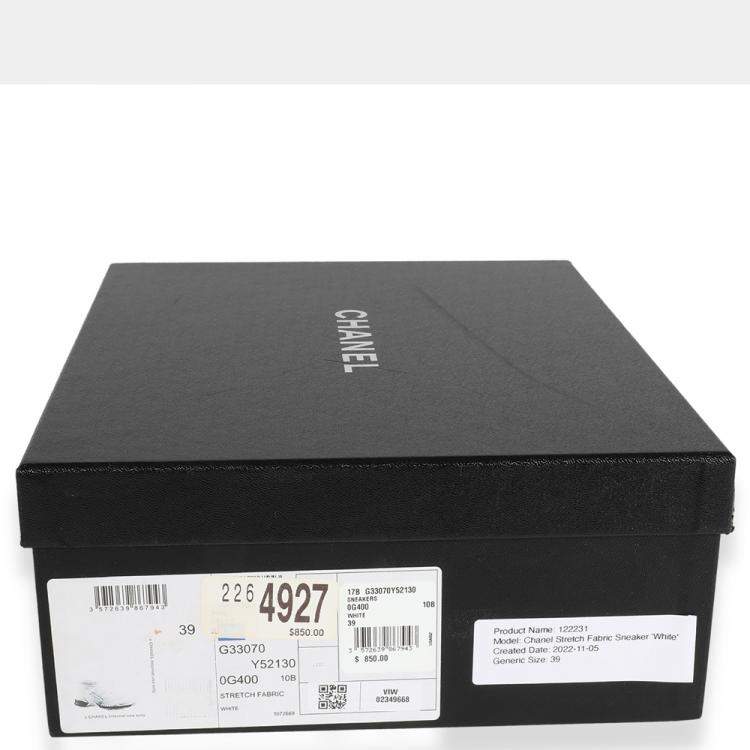 Pre Owned Chanel White Stretch Fabric Sneaker EU 39