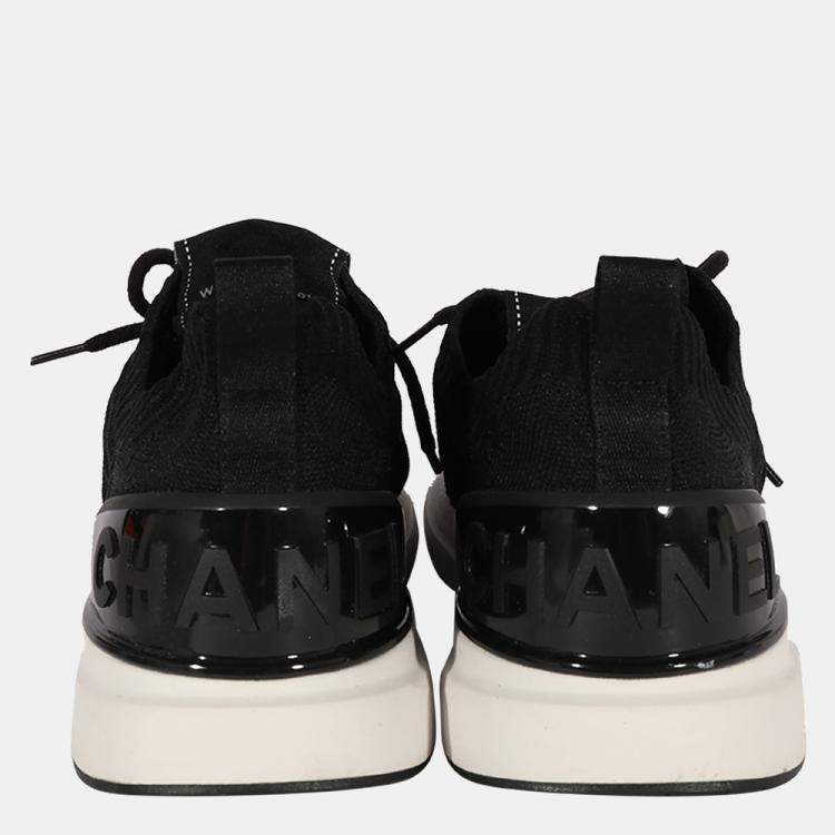 Pre Owned Chanel Black Stretch Fabric Sneaker EU 39.5