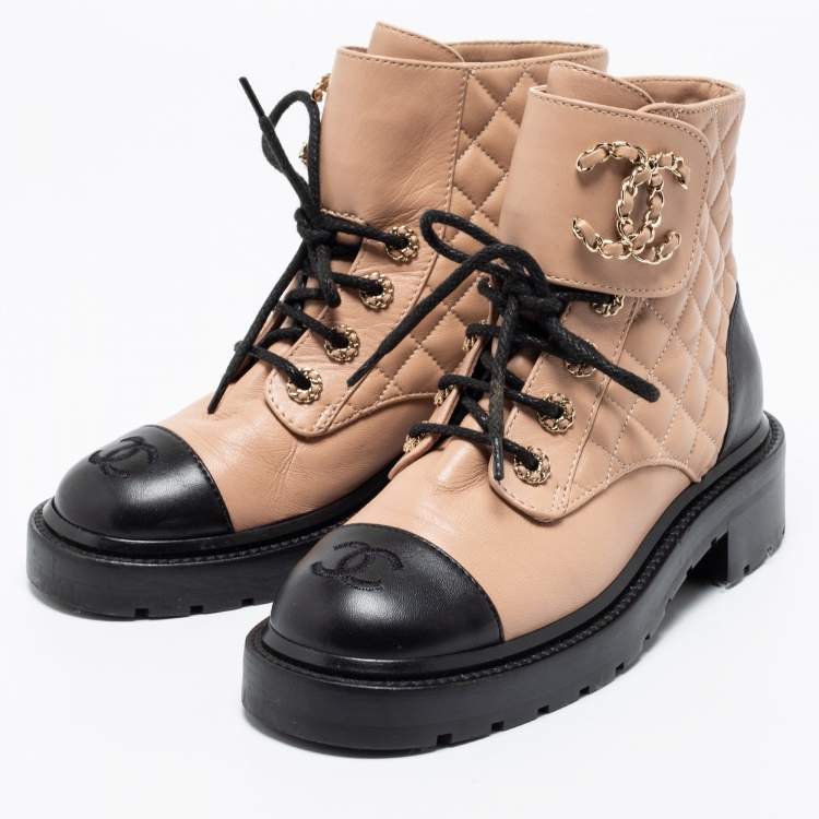 CHANEL, Shoes, Chanel Lace Up Boots Size 365