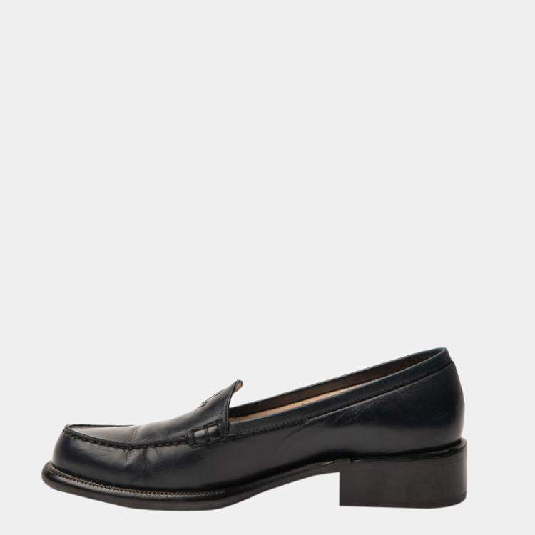 Pre Owned Chanel Classic Blue Loafers Size EU 37