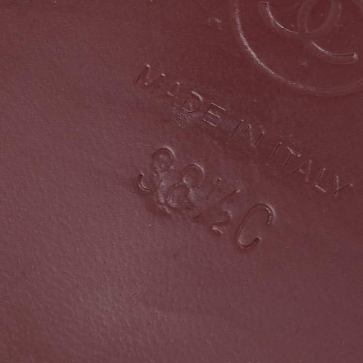 Pre Owned Chanel Burgundy Leather CC Loafers Size 38.5