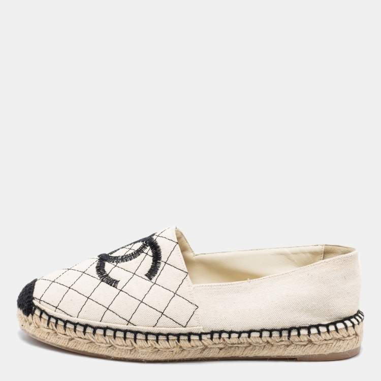 Chanel Beige Canvas Biarritz CC Espadrilles Size 39 Chanel TLC