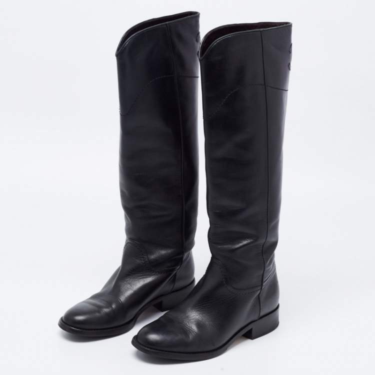 Chanel 2010 Interlocking CC Logo Riding Boots  Black Boots Shoes   CHA855531  The RealReal