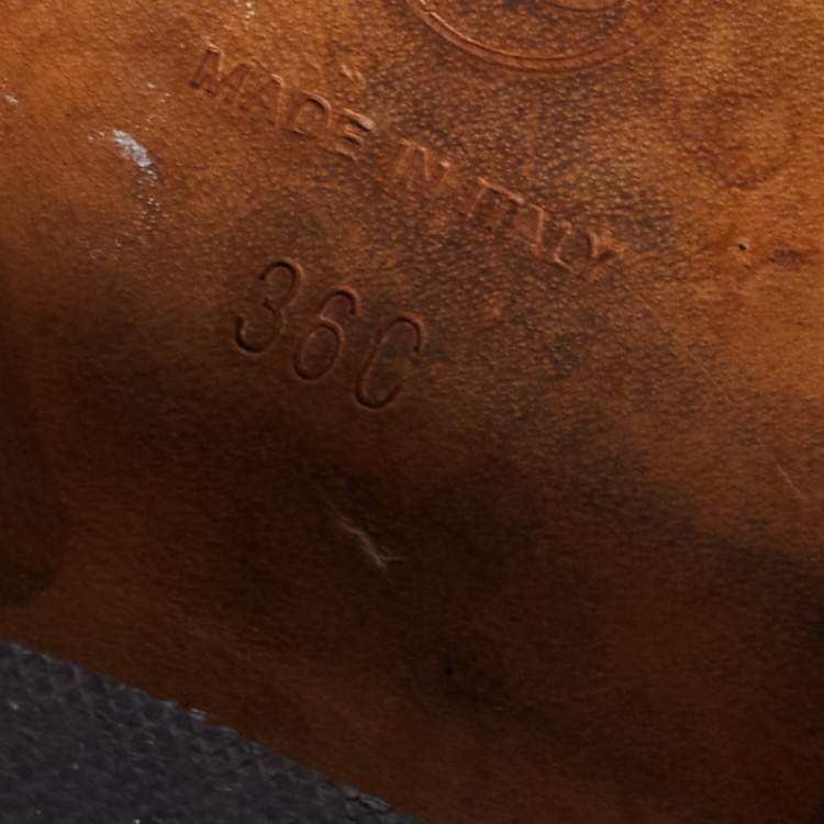 Pre Owned Chanel Black Leather Interlocking CC Logo Riding Midcalf Boots Size 36