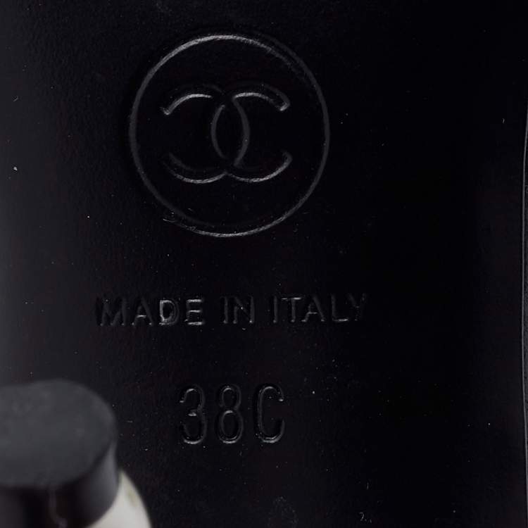 Pre Owned Chanel Black Leather Pearl Heel D'Orsay Pumps Size 38