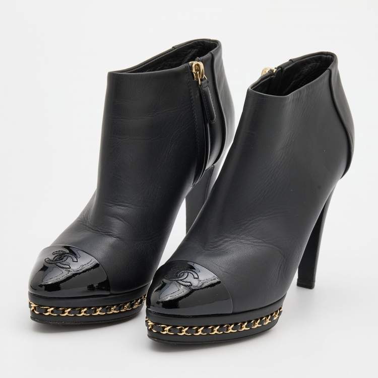 Gucci Black Patent Leather Vernice Ankle Boots Size 36.5 Gucci