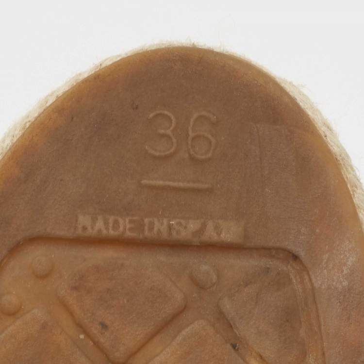 Pre Owned Chanel Blue Leather CC Espadrille Flats Size 36