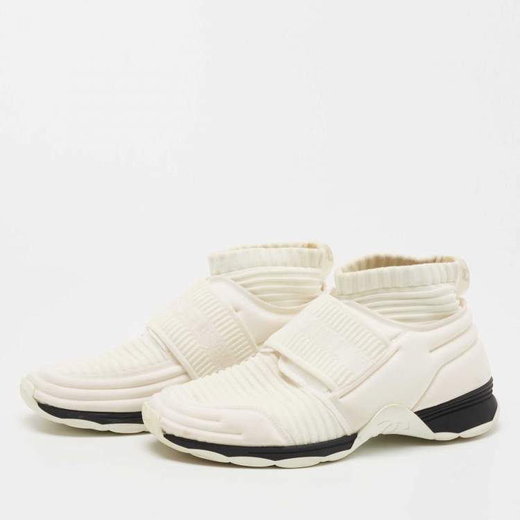 Chanel White Fabric Sock Sneakers Size 37 Chanel TLC
