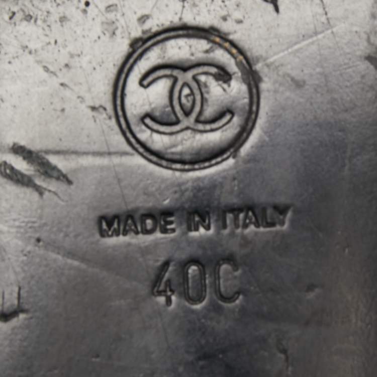 Pre Owned Chanel Black Quilted Leather CC Bow Ballet Flats Size 40