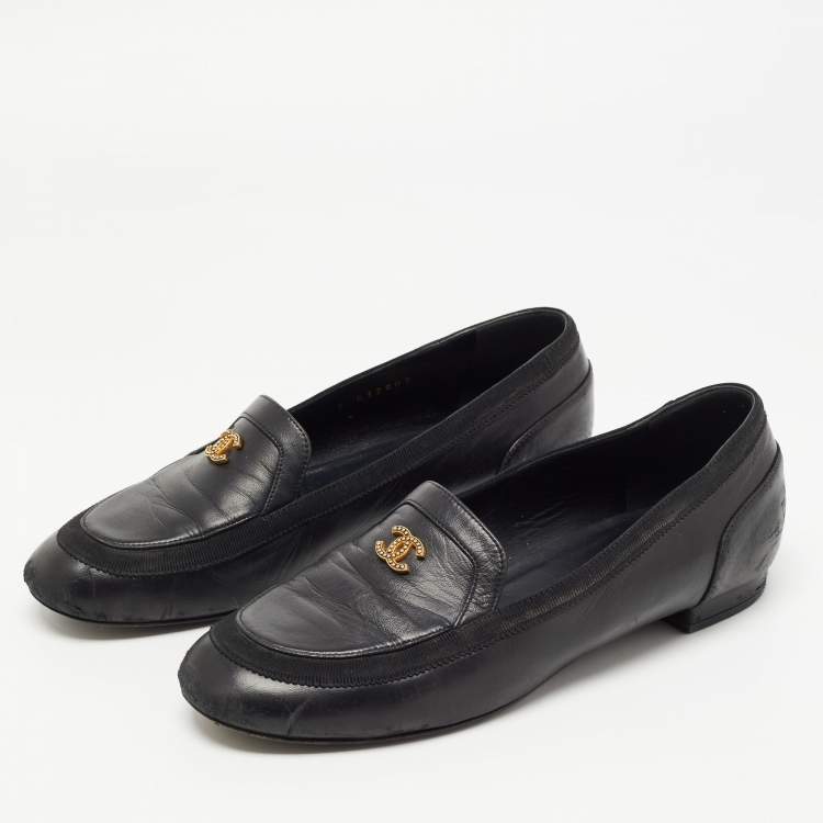 Chanel Black Leather CC Loafers Size 38 Chanel | TLC