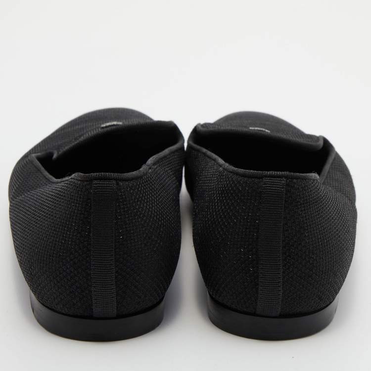 Pre Owned Chanel Black Fabric CC Slip On Smoking Slippers Size 39.5