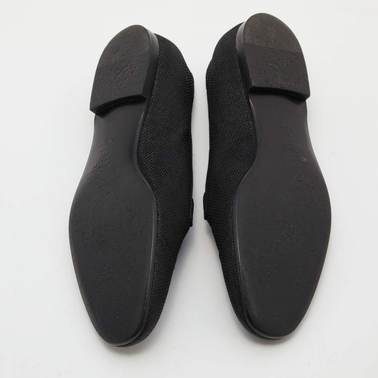 Pre Owned Chanel Black Fabric CC Slip On Smoking Slippers Size 39.5