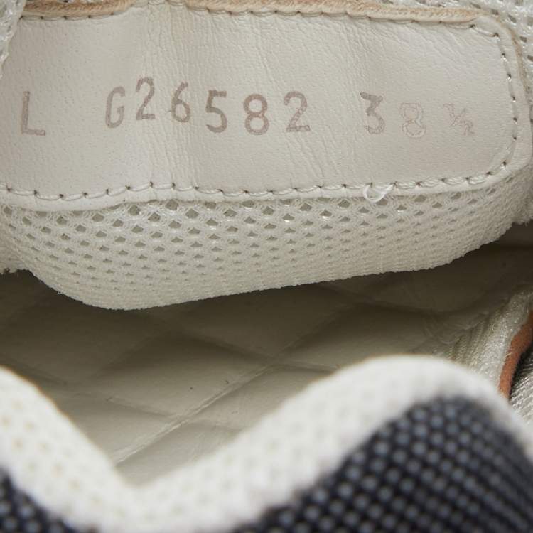 Pre Owned Chanel Black/White Denim, Suede and Leather CC Low-Top Sneakers Size 38.5