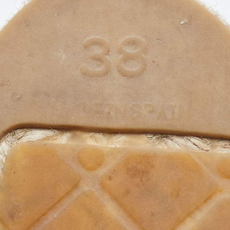 Pre Owned Chanel Blue/Red CC Cap Toe Espadrille Flats Size 38