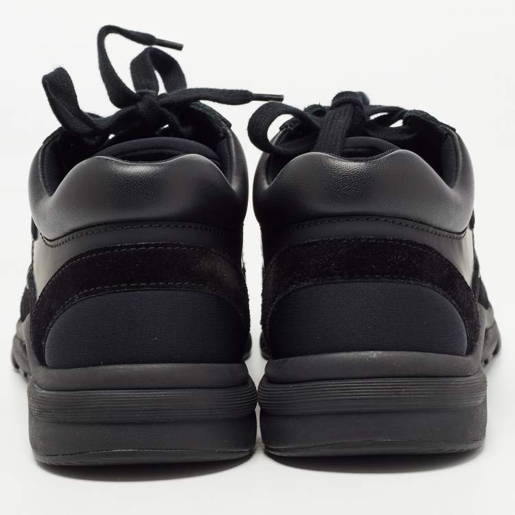 Pre Owned Chanel Black Leather and Suede CC Low Top Sneakers Size 37