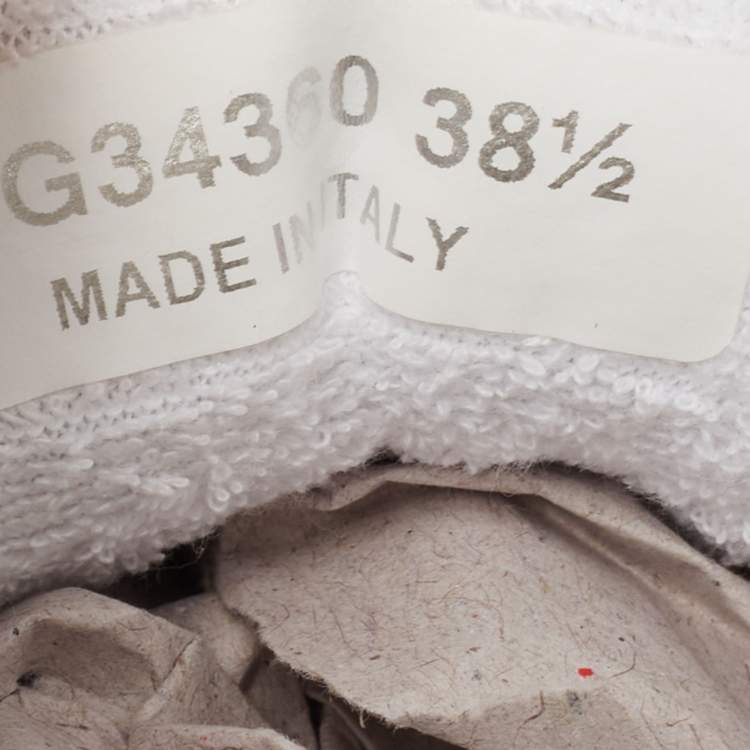 Pre Owned Chanel White Suede and Neoprene CC Low Top Sneakers Size 38.5